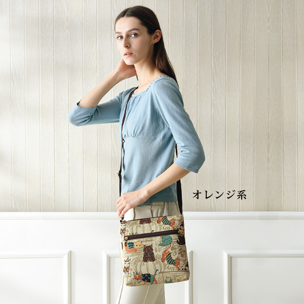 パンクリエーション 尾州産猫柄ジャカード織ショルダーバッグ PAN CREATION