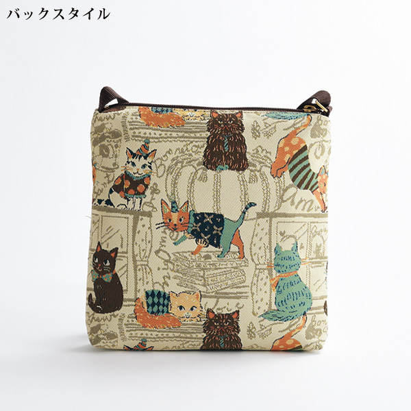 パンクリエーション 尾州産猫柄ジャカード織ショルダーバッグ PAN CREATION