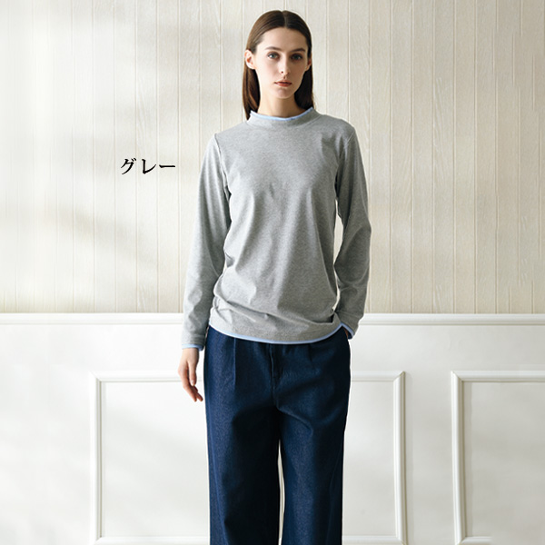 綿100％重ね着風配色デザインプルオーバー 大きいサイズ M L LL 3L