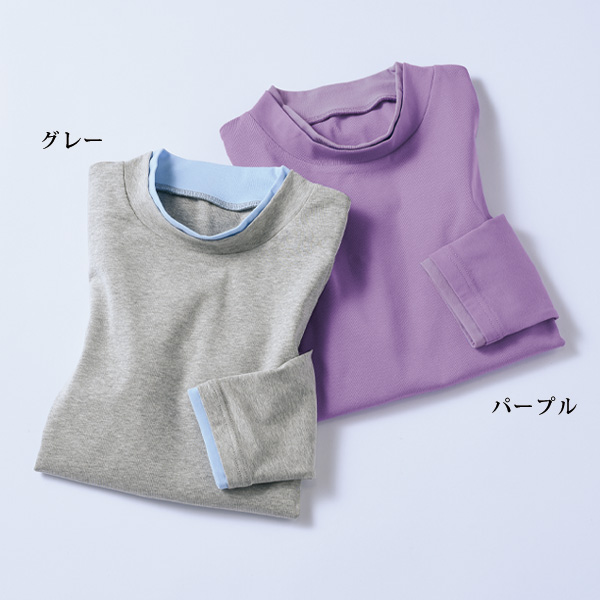 綿100％重ね着風配色デザインプルオーバー 大きいサイズ M L LL 3L
