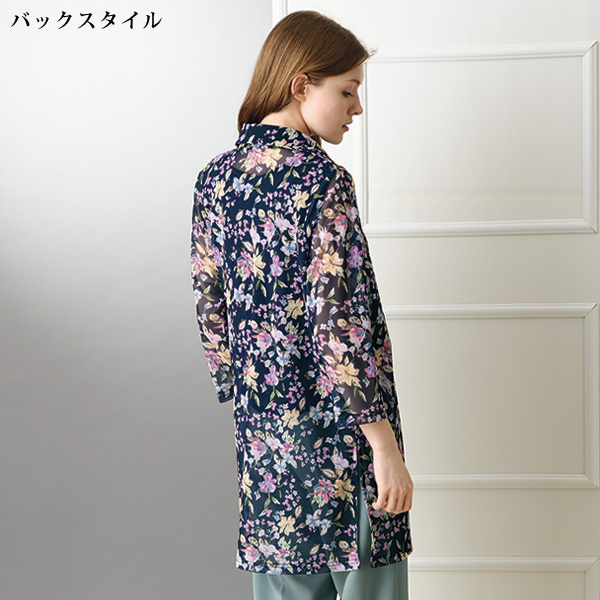 パワーネット花柄ロングブラウス