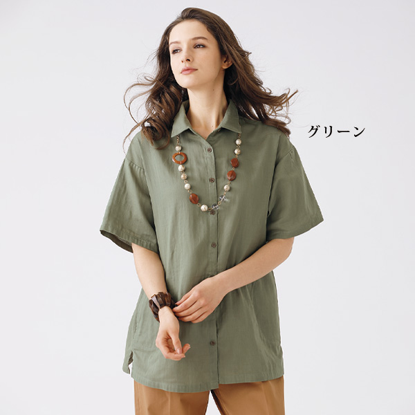 風を感じる二重ガーゼ前開きシャツ 大きいサイズ M L LL 3L