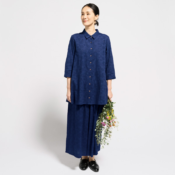 朝顔カットジャカードロングシャツ