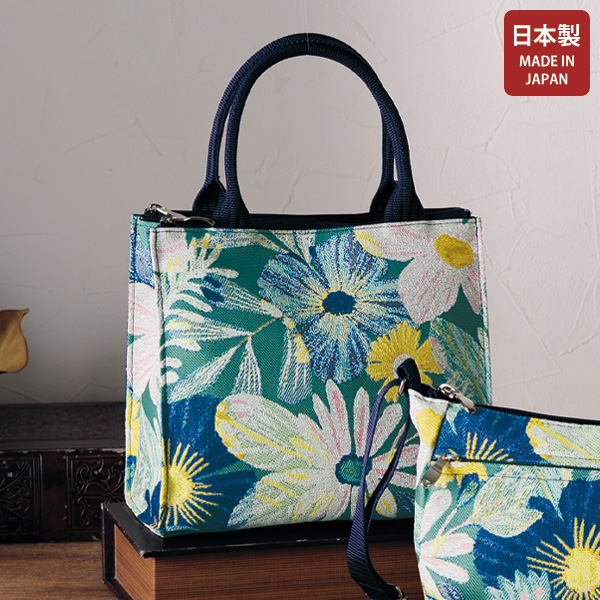 パンクリエーション 尾州織生地ボタニカル柄手提げバッグ PAN CREATION