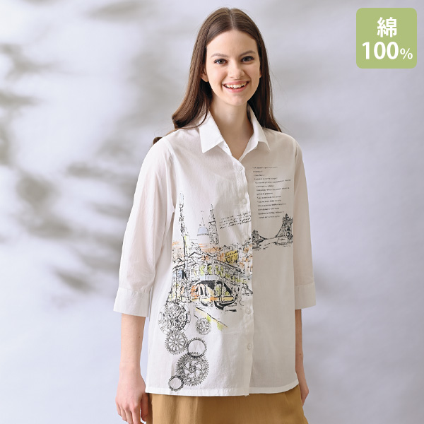 プリント7分袖シャツ