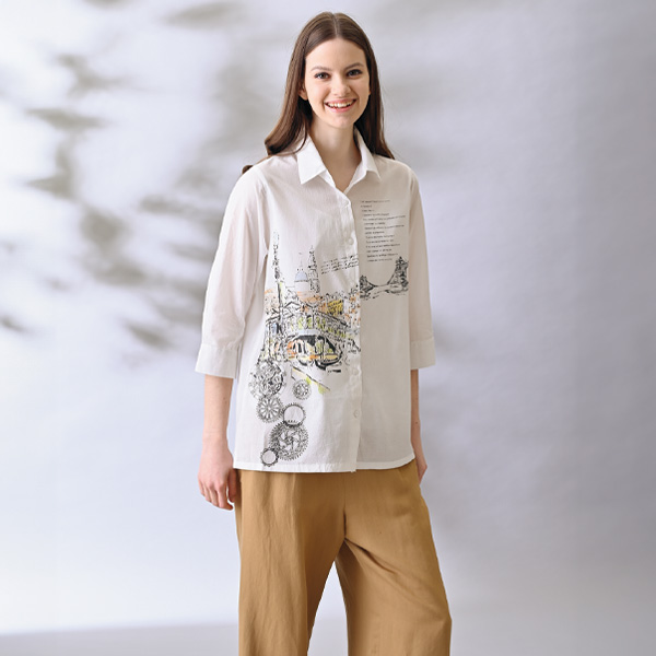 プリント7分袖シャツ