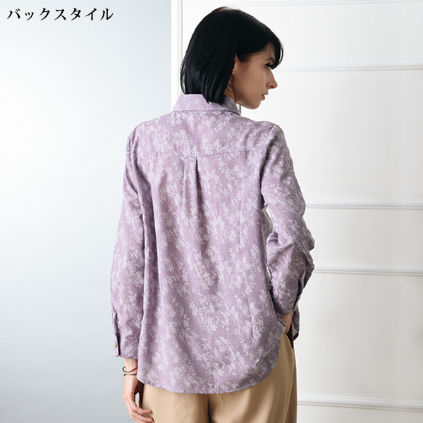 発泡プリントブラウス 大きいサイズ M L LL 3L