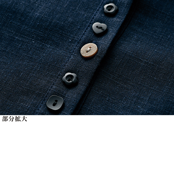 袖レース使い麻混ブラウス