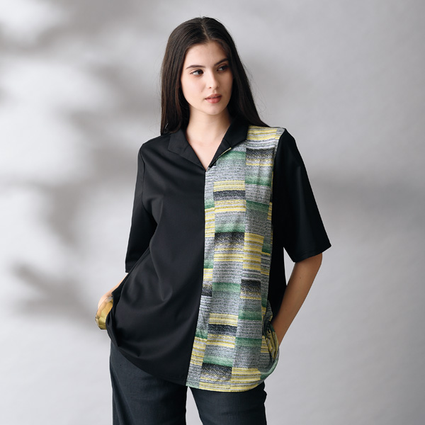 衿付き切替えプルオーバー