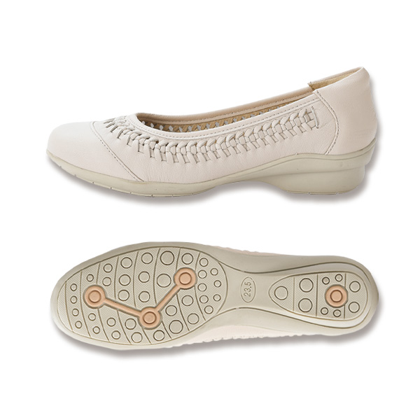 山羊革編み込みパンプス