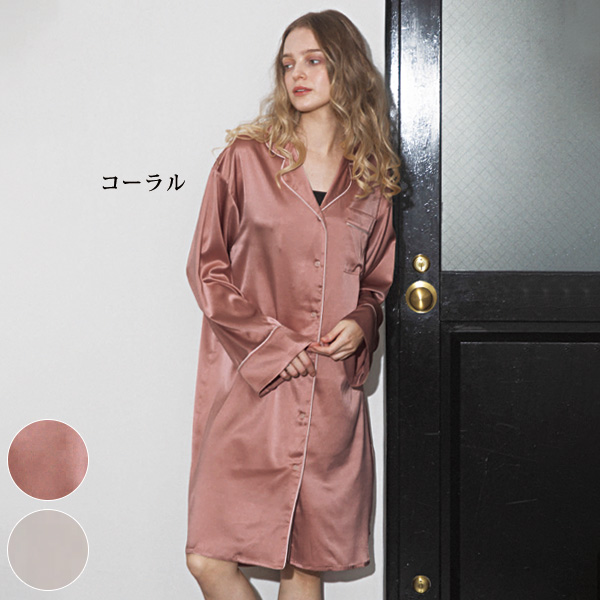 レイノットプラスマイナス サテンパジャマワンピース re:i not plus minus