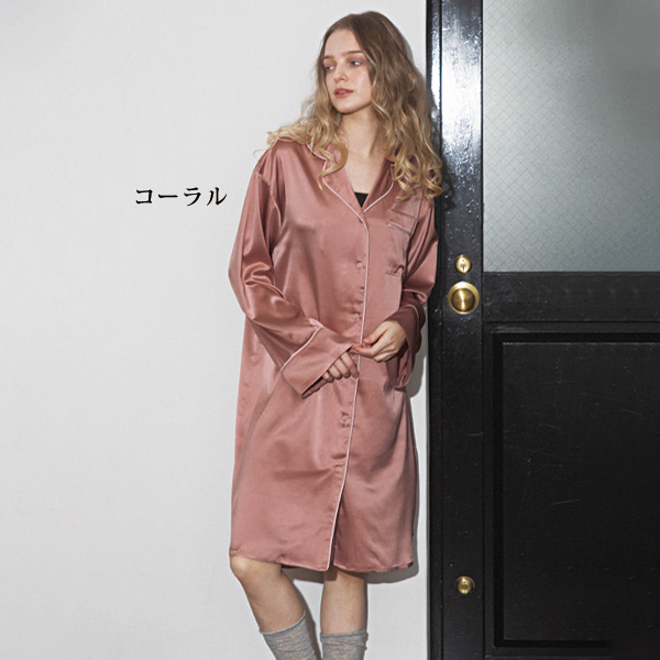 レイノットプラスマイナス サテンパジャマワンピース re:i not plus minus