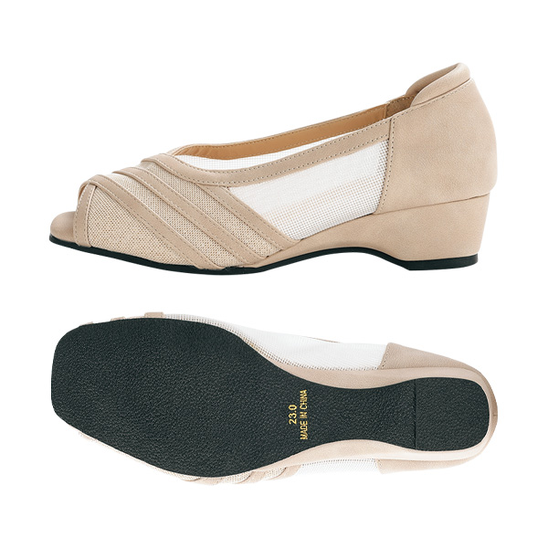 ラインデザイン チュールコンビパンプス