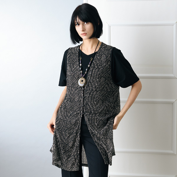 総柄プリントレースベスト