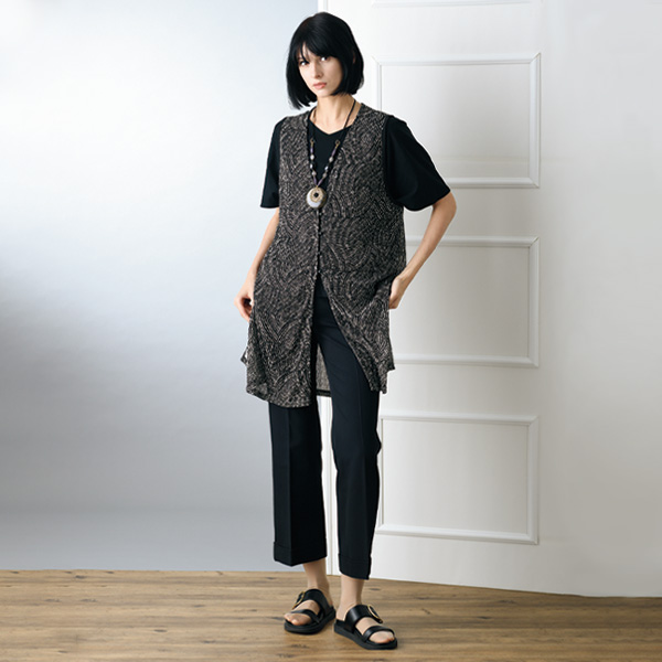 総柄プリントレースベスト