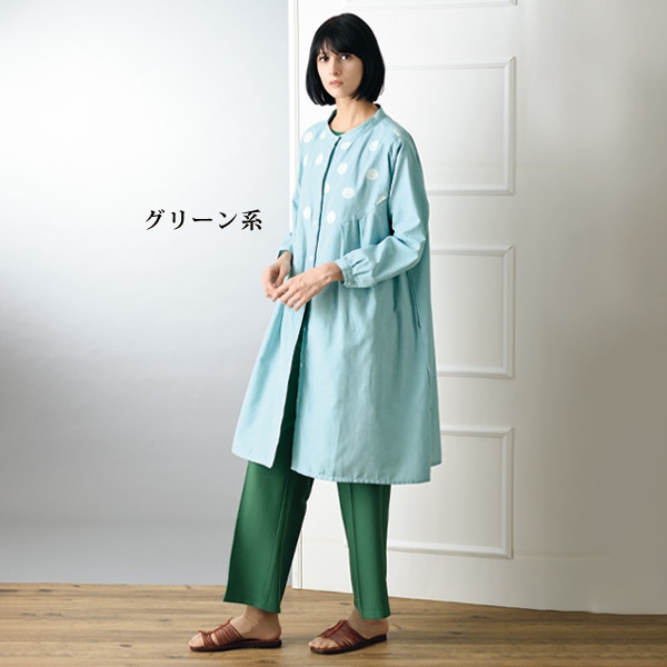 サークル刺しゅうシャツワンピース