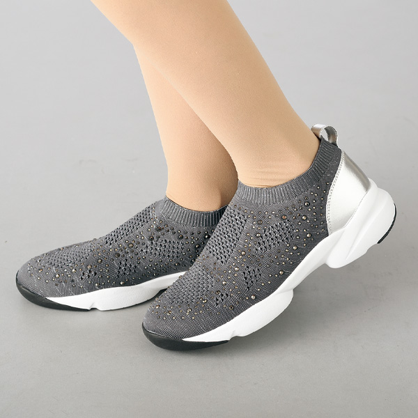 ビジュー使いニットスニーカー