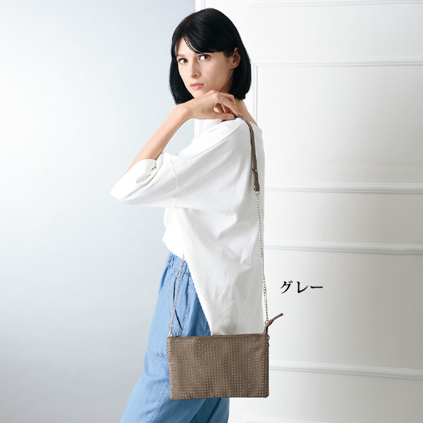 ビジュー使いお財布機能ポシェット