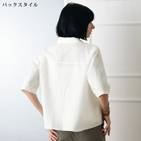 日本製ぜいたく麻綿刺しゅうブラウス