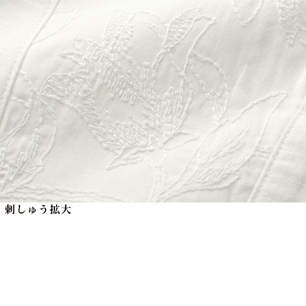 日本製ぜいたく麻綿刺しゅうブラウス
