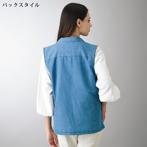 デニム刺しゅうベスト