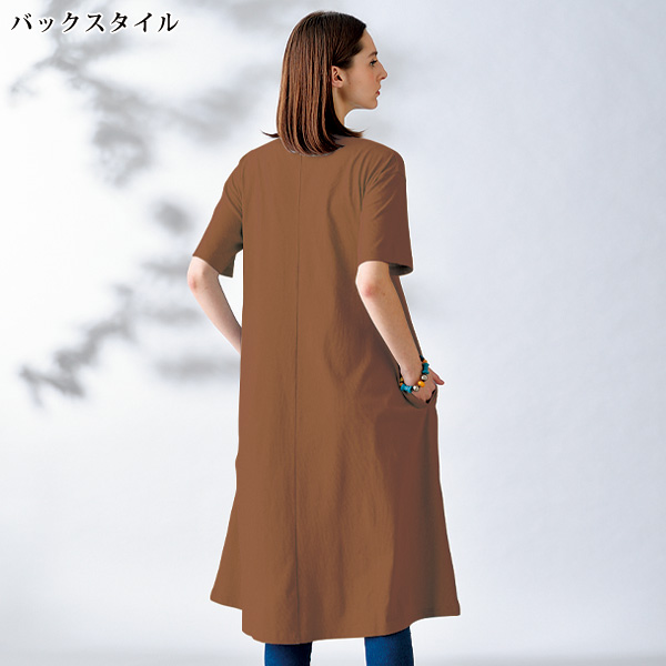 綿100％ミモレ丈ワンピース