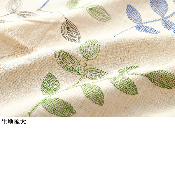麻混リーフ柄刺しゅう使いプルオーバー