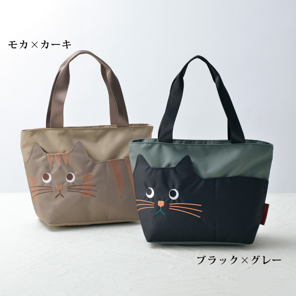 ネコモチーフ配色トートバッグ
