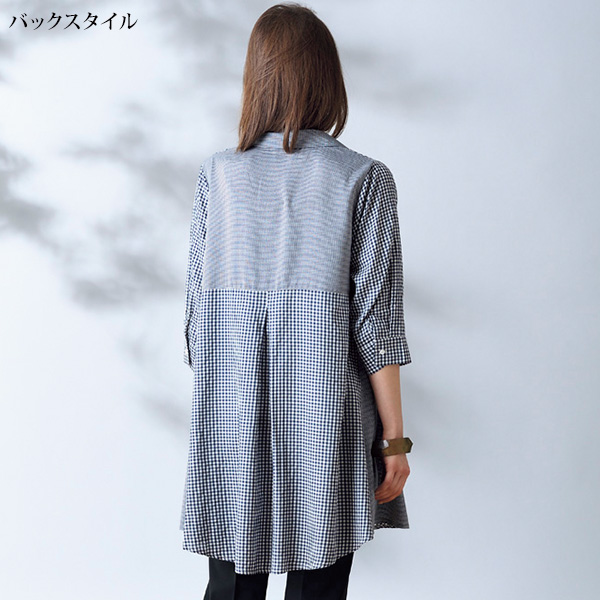 チェック柄フレアーロング丈シャツジャケット