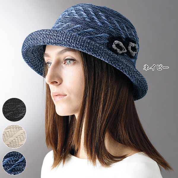 花モチーフメッシュ帽子