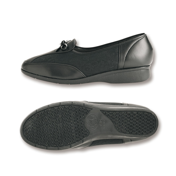 ペイズリージャカードリボンパンプス