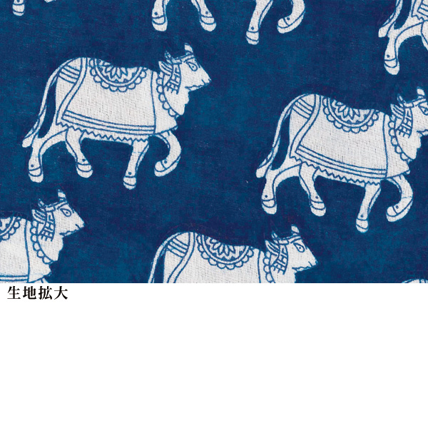 インディゴ染ダブプリントブラウス