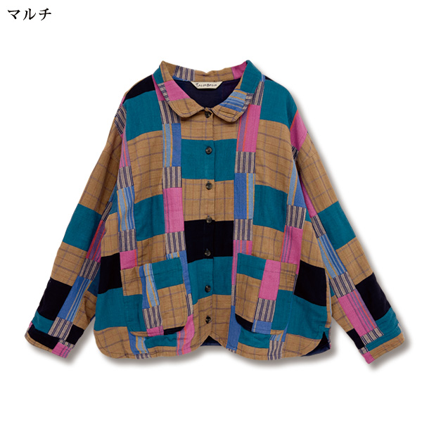 手紡ぎの綿布パッチワークジャケット
