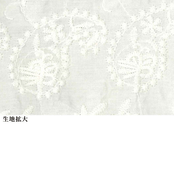 ペイズリー＆小花刺繍コットンブラウス
