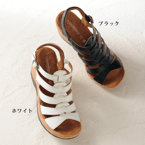 牛革アンクルベルト厚底サンダル