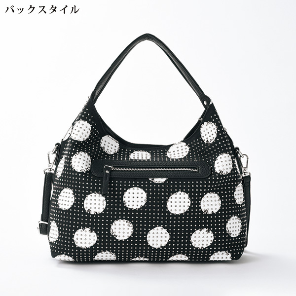 モノトーンドットビジュー使い2WAYバッグ