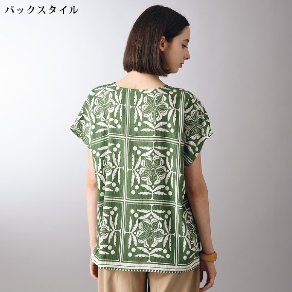 レーヨン混エスニック柄プルオーバー