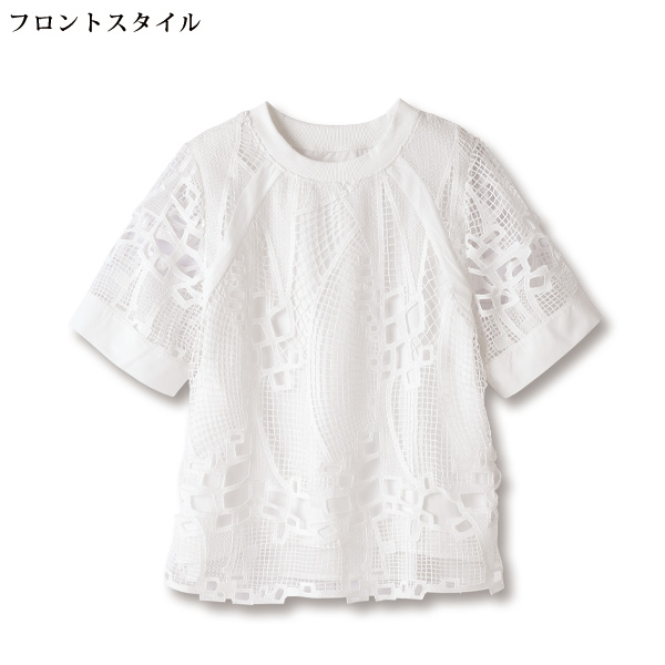 重ね着風レーシーおしゃれブラウス