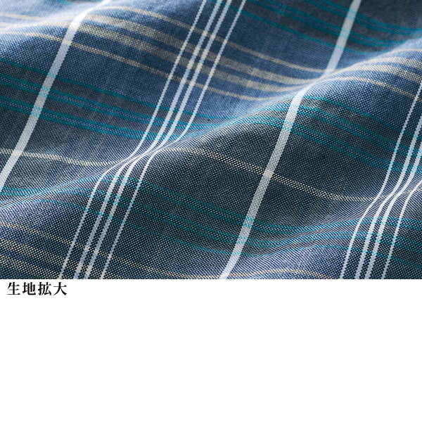 綿混チェック柄7分袖ブラウス 大きいサイズ M L LL 3L