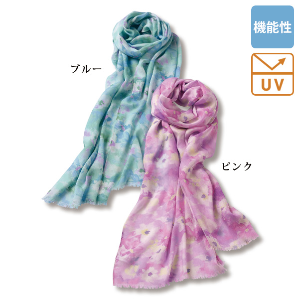 接触冷感・UVカット花柄ストール