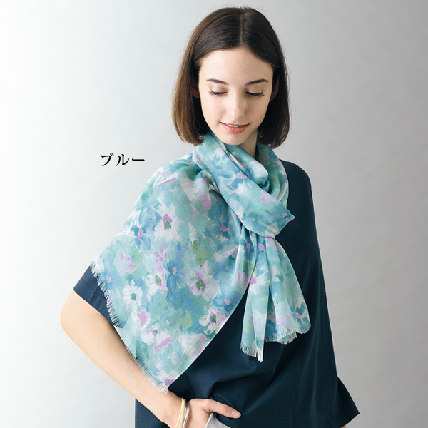 接触冷感・UVカット花柄ストール