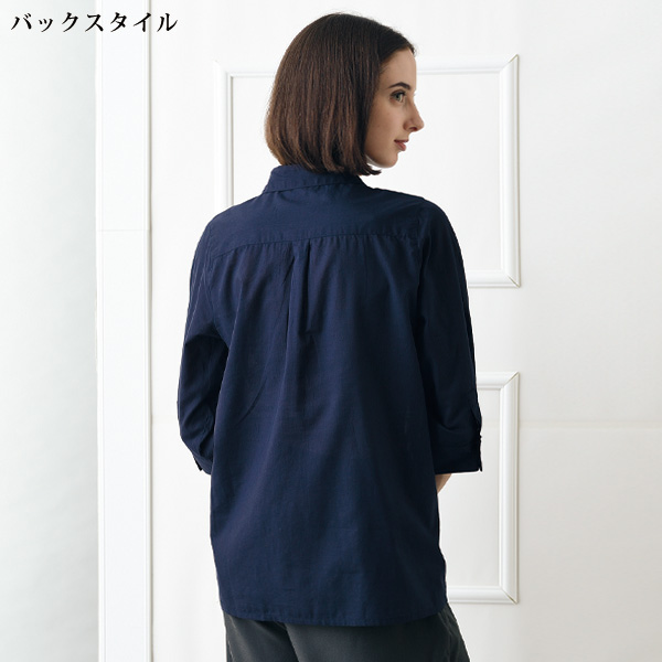刺しゅう切替7分袖シャツ