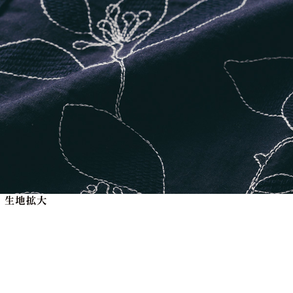刺しゅう切替7分袖シャツ