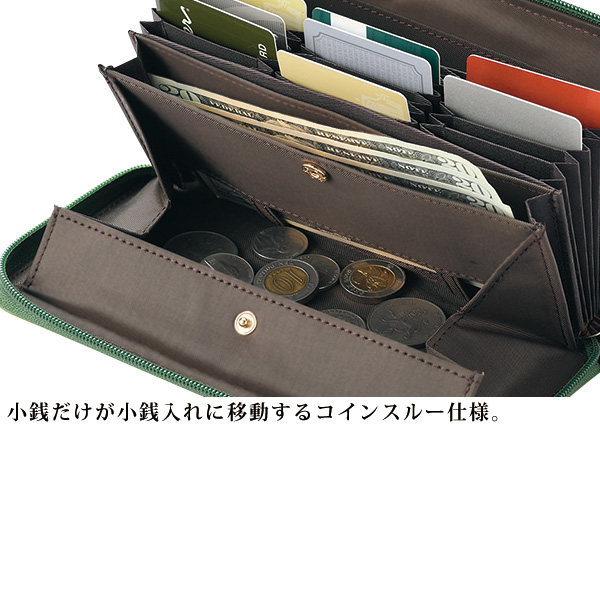 イタリア製牛革 ジャバラコインスルー長財布