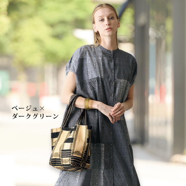 エウェクロス柄オリエンタル調手提げバッグ