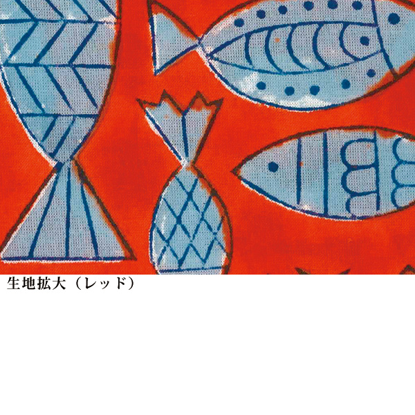 お魚たちの協奏曲ブロックプリントシャツブラウス