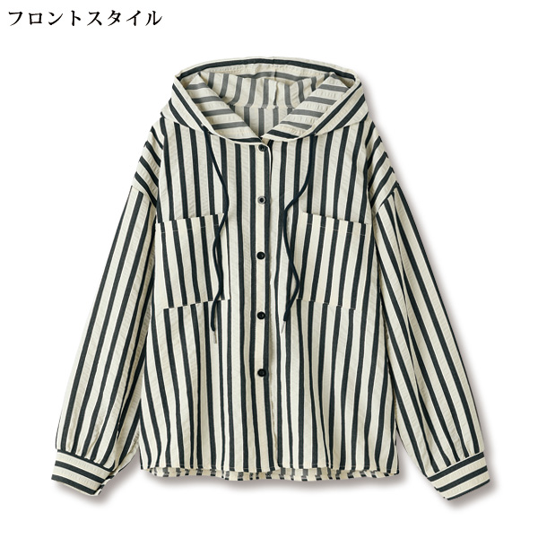 ストライプフード付ジャケット