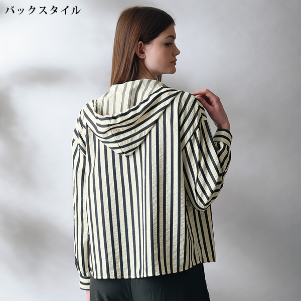 ストライプフード付ジャケット