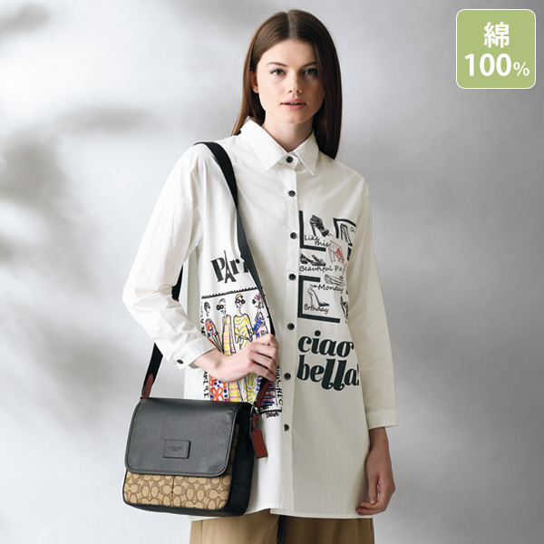 デッサンプリントロングシャツ