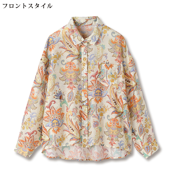 ボタニカルプリントブラウス